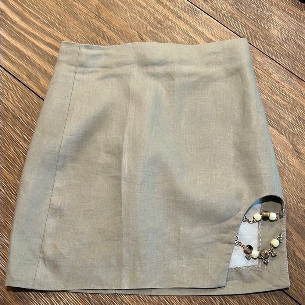 Linen blend skirt with bead detail